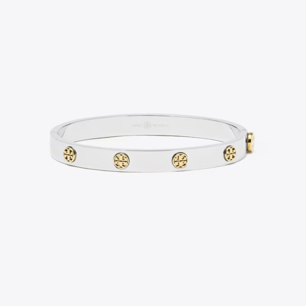 Tory Burch Silver Bracelet with Gold Accents